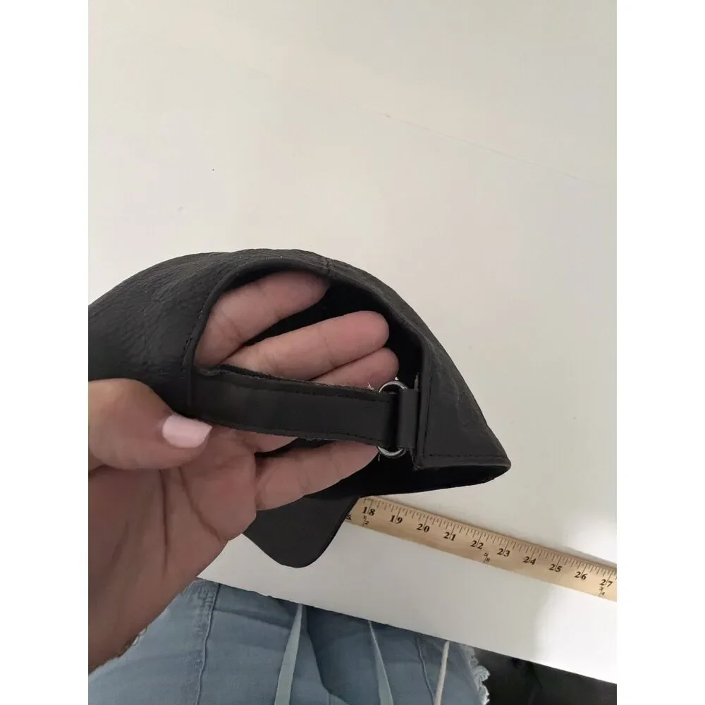 Black leather baseball cap